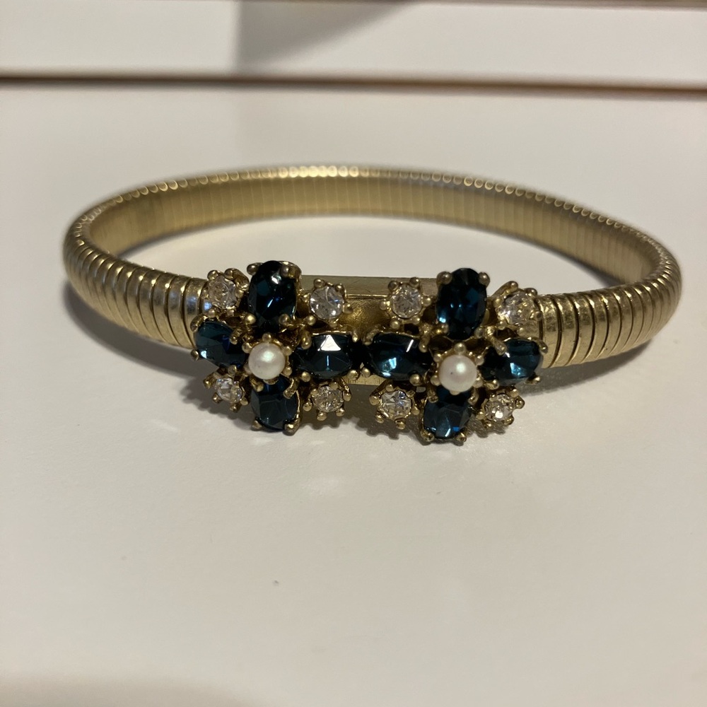 Juicy Couture Blue Crystal Cluster Gold-Tone Bracelet
